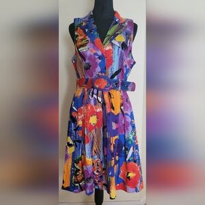Spence Women's Fit and Flare Bold Floral Belted Dress Size 14